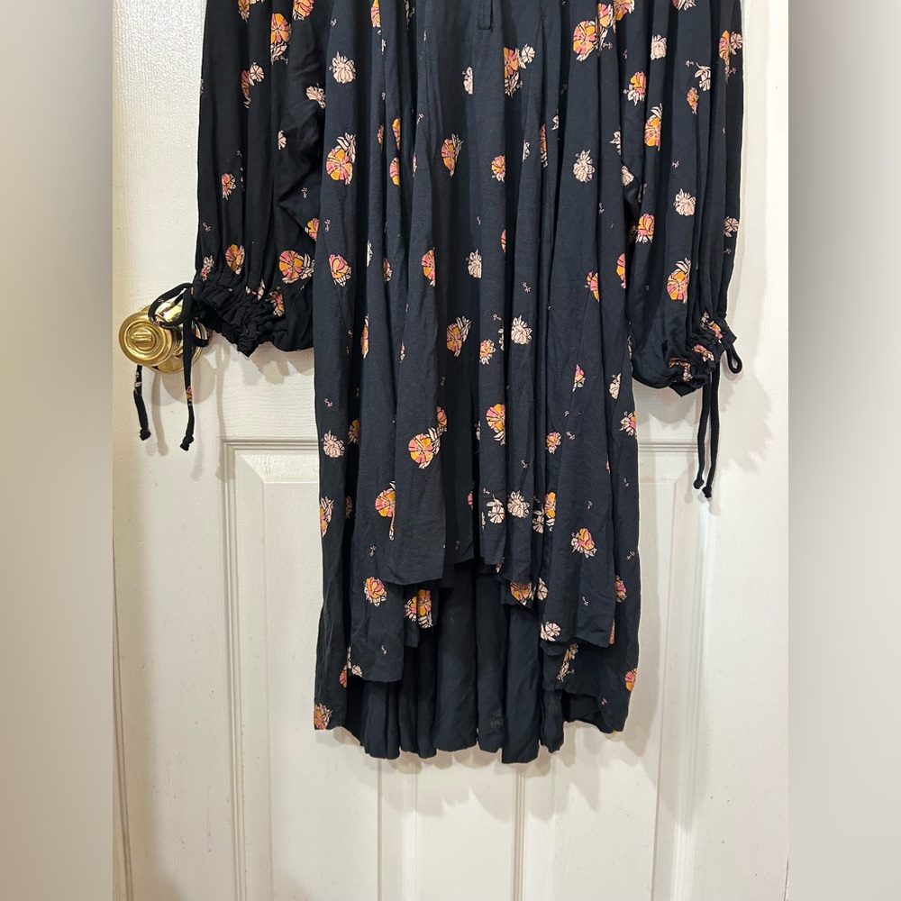 Free People Winter Sun Floral Tunic Dress Black Oversized  - Size M - Picture 12 of 15